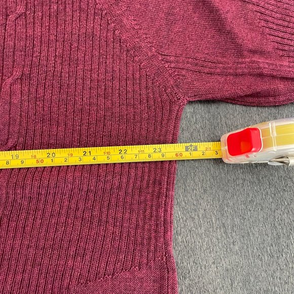 Bugatchi Men's Purple & Maroon V Neck Cable Stitch LS Sweater Lot Of 2, Size L - Picture 9 of 12